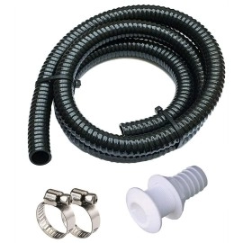 Maxzone Bilge Pump Installation Kit Bilge Pump Hose 1-1/8-Inch Dia Plumbing Kit 6 Ft Premium Quality Kink-Free Flexible Pvc Hose Includes 2 Hose Clamps And Thru-Hull Fitting