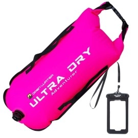 Keerciga Swim Buoy Tow Float Highly Visible Swimming Float Dry Bag With Adjustable Waist Belt, Carry Strap, Waterproof Phone Case For Open Water, Water Sports, Swimming 28L Pink
