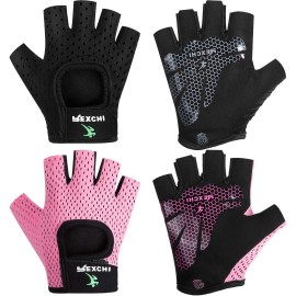 2 Pairs Workout Gloves Women Adjustable Weight Lifting Gloves Gym Exercise Workout Gloves Breathable Training Gloves For Men And Women Fitness, Biking, Pull Up, Cycling (Black, Pink,Large)