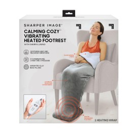 Calming Cozy By Sharper Image Personal Sherpa Wrap With Electric Heating Massaging Vibrating Foot Bed, 3 Heat & 3 Massage Settings For 9 Relaxing Combinations