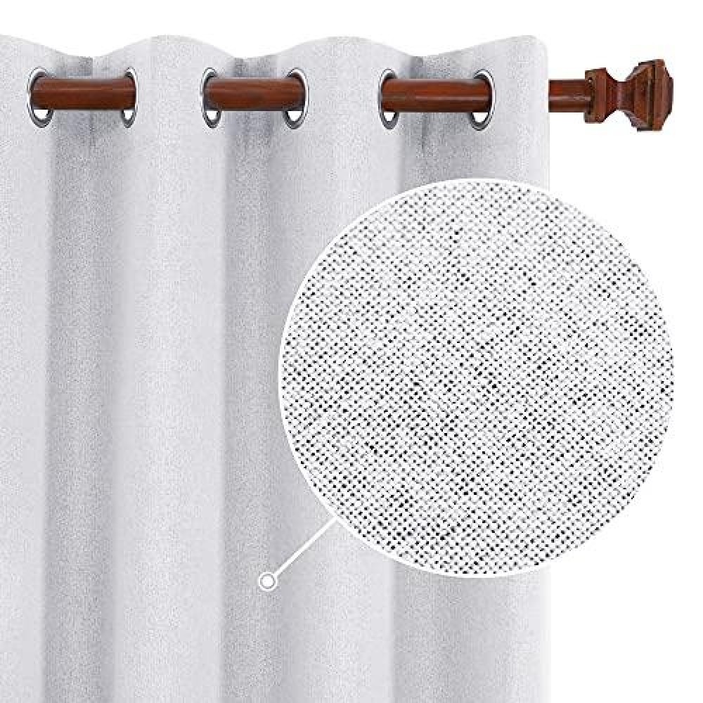 Deconovo Linen 100% Blackout Curtains, Room Darkening Drapes, Thermal Insulated Curtains, Top Grommet Window Panels For Bedroom, Living Room (Ash Grey, 52X90 Inch, 2 Panels)