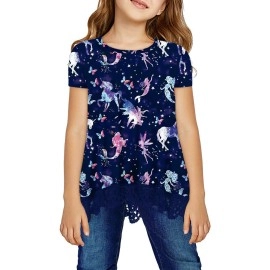 Storeofbaby Tee For Girls Horse Printed Comfy Soft Tshirts Casual Tunic Top