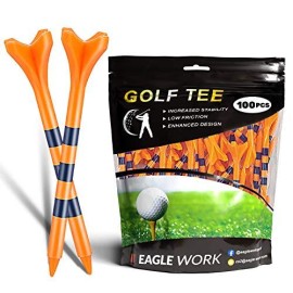 Eagle Work Plastic Golf Tees, Pack Of 100(2-3/4'') 4 Prongs Golf Tees, More Durable And Stable, Reduces Friction & Side Spin Plastic Tees