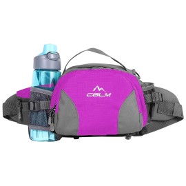 Hiking Fanny Pack Waist Bag With Water Bottle Holder For Men Women Outdoors Walking Running Lumbar Pack Fit Iphone Ipod Samsung Phones (Purple004)