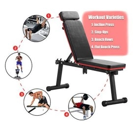 Wesfital Weight Bench Adjustable Workout Bench Strength Training Bench Foldable Weight Bench Incline Bench Exercise Bench For Home Gym