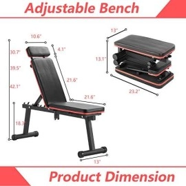 Wesfital Weight Bench Adjustable Workout Bench Strength Training Bench Foldable Weight Bench Incline Bench Exercise Bench For Home Gym