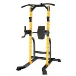 Zenova Power Tower Pull Up Bar Station, Pull Up Tower Dip Station For Home Fitness Exercise,Multi-Function Workout Equipment Squat Rack (Yellow)