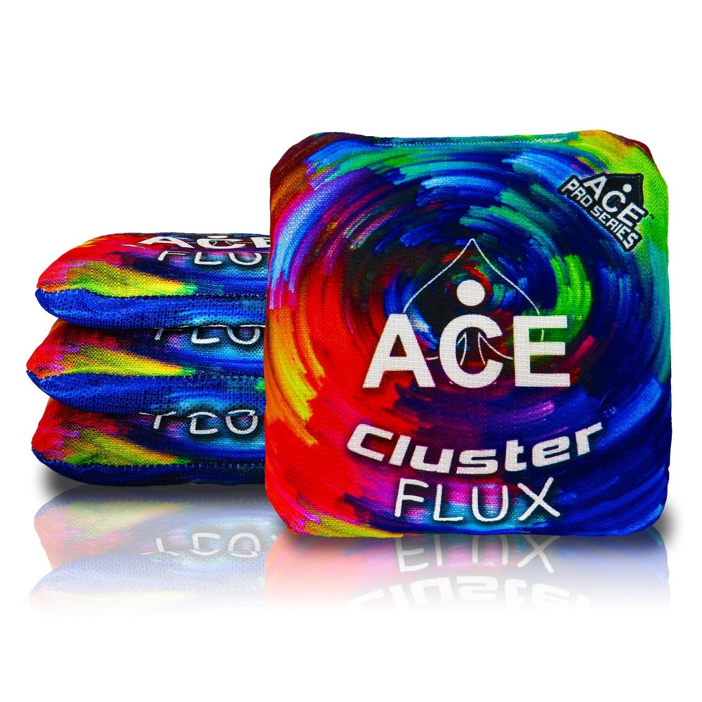 Cluster Flux Rainbow (Set Of 4 Bags) Ace Pro Stamped Professional Cornhole Bags Cluster Pad Technology Dual Sided Slick Stick All Weather