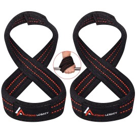 Legend Legacy Figure 8 Lifting Strap - Heavy-Duty Deadlift Straps for Men Women with Padded Hand Grip & Workout Support for Gym Exercise Powerlifting Weightlifting Cross Training Deadlift Wrist Straps