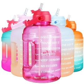 Buildlife Motivational Water Bottle 22L - Large Capacity Water Jug With Straw & Time Marker & Bpa Free Ensure Enough Water-Drinking Throughout The Day (Pink, 22L)