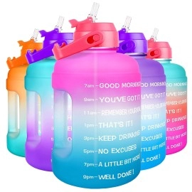 Buildlife Motivational Water Bottle 22L - Large Capacity Water Jug With Straw & Time Marker & Bpa Free Ensure Enough Water-Drinking Throughout The Day (Pink-A-Blue, 22L)
