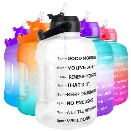 Buildlife Motivational Water Bottle 22L - Large Capacity Water Jug With Straw & Time Marker & Bpa Free Ensure Enough Water-Drinking Throughout The Day (Clear, 22L)