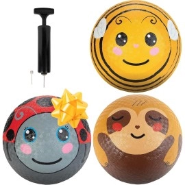 Scs Direct Gaga Playground Balls 3Pk (8.5 Inches) - Animal Themed Gagaballs W Air Pump - Durable Rubber Pack For School Recess, Dodgeball, Kickball - Fun Outdoor Toys & Holiday For Kids