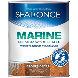Seal-Once Marine Premium Wood Sealer - Waterproof Sealant - Wood Stain And Sealer In One - 1 Gallon & Bronze Cedar