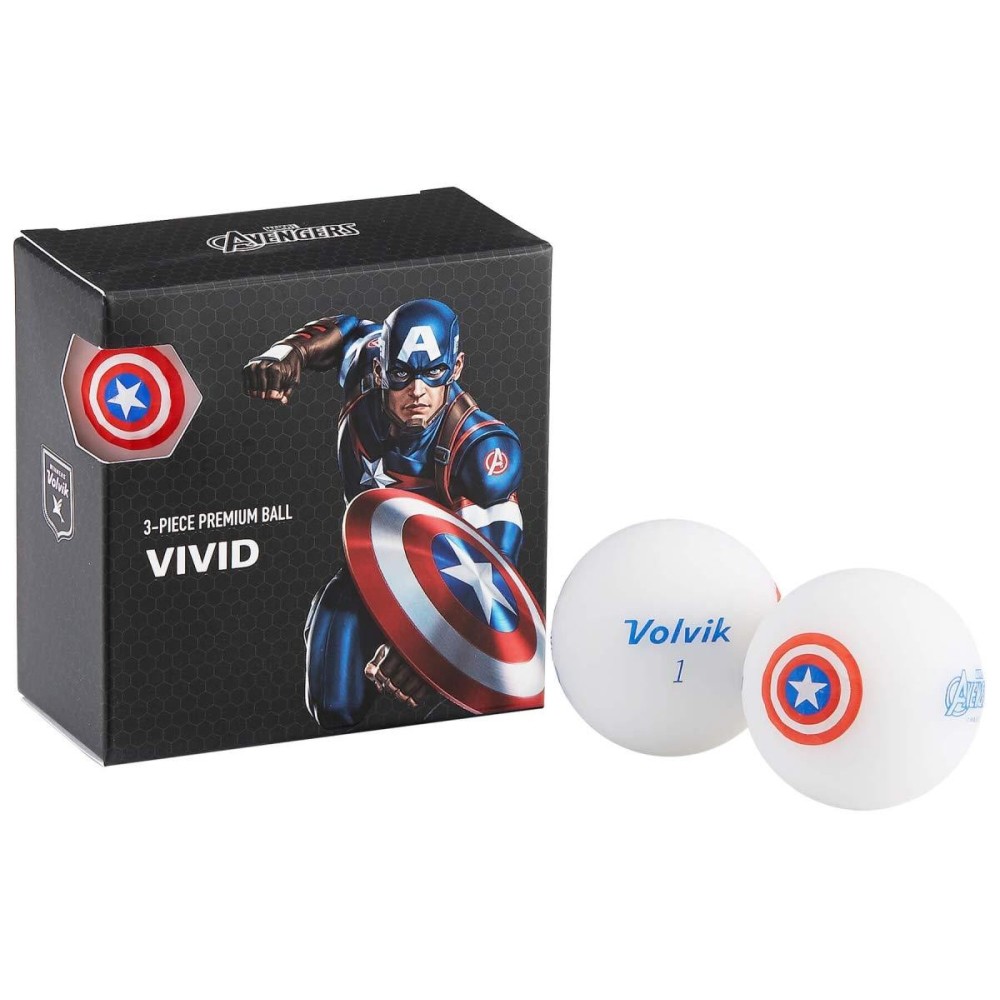 Volvik 1129147 Marvel Golf Balls - Captain America - Pack Of 4