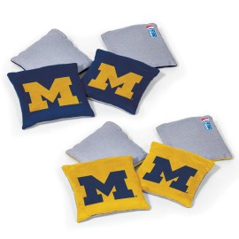 Wild Sports Ncaa Michigan Wolverines 8Pk Dual Sided Bean Bags, Team Color
