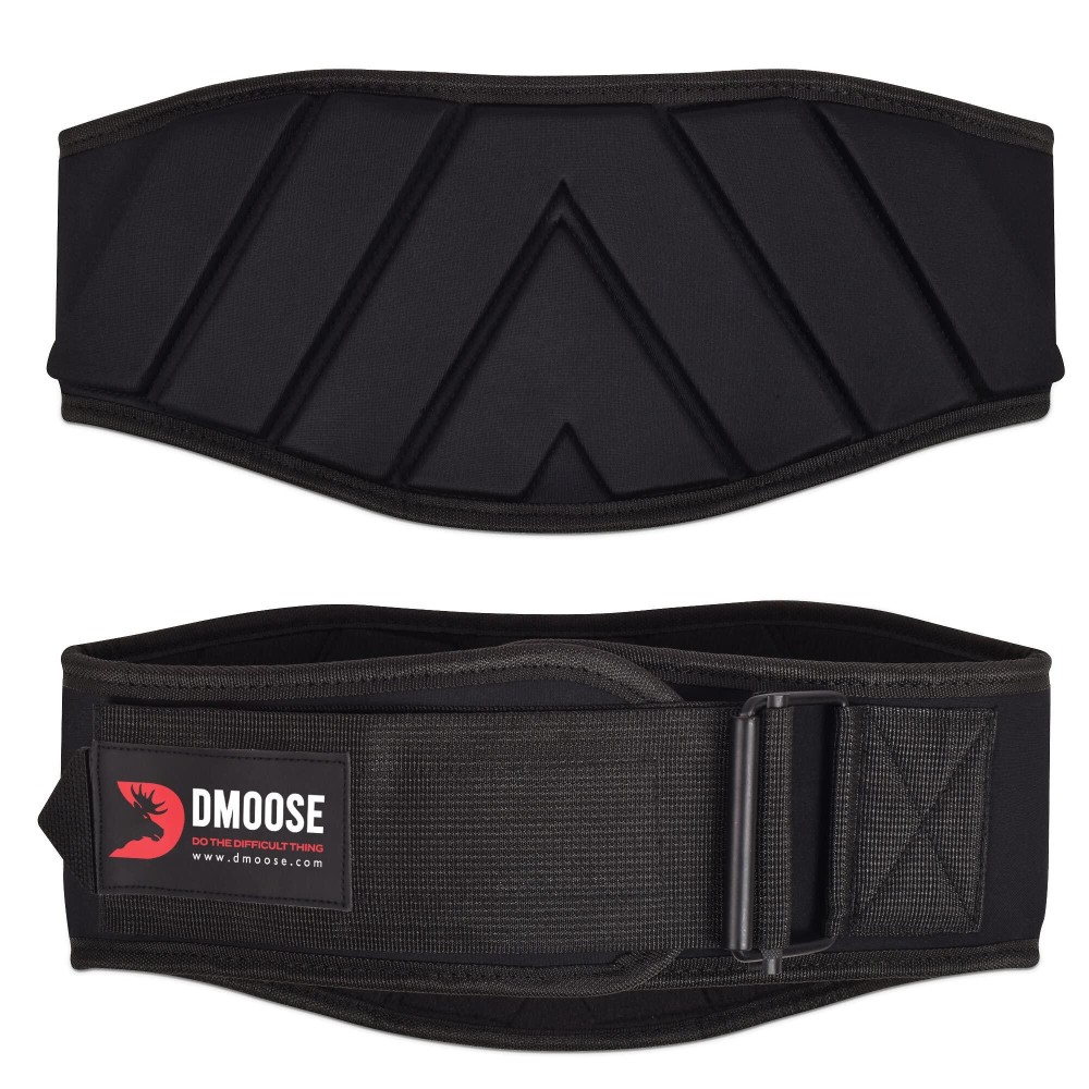 Dmoose Strength Olympics Squat Belts For Men And Women - 6 Inch Auto-Lock Weight Lifting Back Support, Workout Back Support For Lifting, Fitness - Black Large