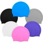 6 Pieces Unisex Adult Silicone Swim Cap Waterproof Swimming Hat Durable Non-Slip Swimming Pool Cap Elastic Swimming Cap For Long And Short Hair, 6 Colors