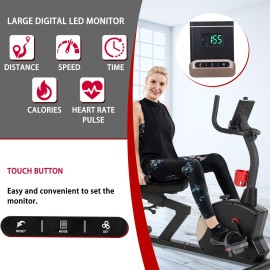 Vanswe Recumbent Exercise Bike for Adults Seniors Home Cardio Workout and Physical Therapy with 400 lbs. Capacity, Magnetic Tension, Water Bottle Holder, Pulse Monitor and Bluetooth Connectivity App