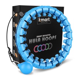 K-Mart Smart Hula Ring Hoops, Weighted Hula Circle 24 Detachable Fitness Ring With 360 Degree Auto-Spinning Ball Gymnastics, Massage, Adult Fitness For Weight Loss (Blue)