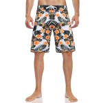 Nonwe Mens Beachshorts Quick Dry Soft With Drawstring Swimming Short Flower Pattern Orange 30