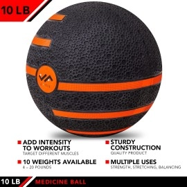 JFIT Medicine Exercise Ball with Dual Texture, 10 LB