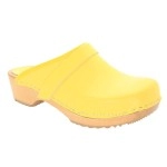 Bjork Maja Wood Open Back Leather Clogs (Yellow, 37)