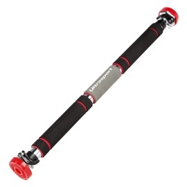 Ultrasport Force 300 Pro Pull-Up Bar, Round Mounting System, Optimal And Secure Grip, Non-Slip, Maximum User Weight 150 Kg, Adjustable From 65 To 103 Cm, Blackred