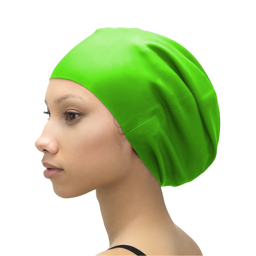 Soul Cap - Large Swimming Cap For Long Hair - Designed For Long Hair, Dreadlocks, Weaves, Hair Extensions, Braids, Curls & Afros - Women & Men - Silicone (Xl, Neon Green)