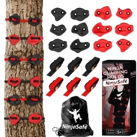 Ninja Tree Climbing Kit With 12 Tree Climbing Holds And 6 Ratchets - Climbing Holds For Kids To Encourage Outdoor Play - Tree Climbing For Kids Outdoor Use At Home, Park, And More - Tree Climbing Kits