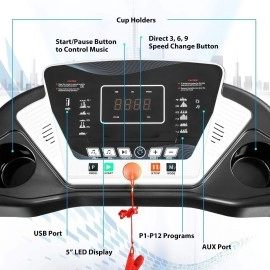 VIA FORTIS Treadmill for Home,Folding Electric Treadmill,Treadmill for Home Gym with 12 Preset Programs,Treadmills for Home,with LCD,Easy Assembly,Motorized Running Machine,Black