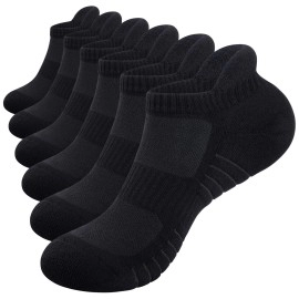 Ruixue Mens Work Socks Cushioned Running Socks, 6 Pairs Anti-Blister Cotton Trainer Socks For Men Women Ladies Sports Low Cut Breathable Athletic Ankle Socks
