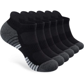 Ruixue Mens Work Socks Cushioned Running Socks, 6 Pairs Anti-Blister Cotton Trainer Socks For Men Women Ladies Sports Low Cut Breathable Athletic Ankle Socks