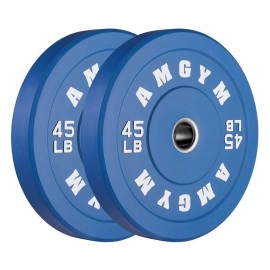 Amgym Color Olympic Bumper Plate, Weights Plates, Bumper Weight Plate, Steel Insert, Strength Training(45Lb Pair)