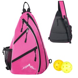 Himal Pickleball Bag-Adjustable Pickleball,Tennis,Racketball Sling Bag-Pickleball Backpack With Water Bottle Holder For Men And Women,Rose Red