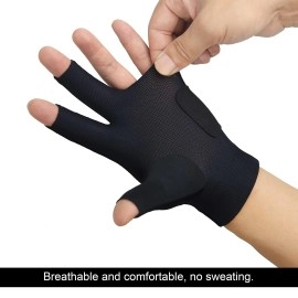 Roaming Quick-Dry Breathable Billiard Pool Gloves, Shooters Carom Snooker Cue Sport Glove Fits on Left Hand (Black-Left Hand, XXL)