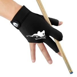 Roaming Quick-Dry Breathable Billiard Pool Gloves, Shooters Carom Snooker Cue Sport Glove Fits on Right Hand (Black-Right Hand, XXL)