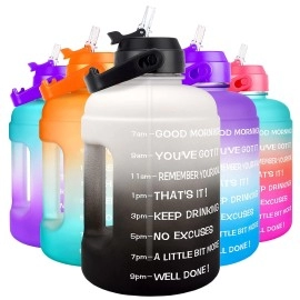 Buildlife Motivational Water Bottle 22L - Large Capacity Water Jug With Straw & Time Marker & Bpa Free Ensure Enough Water-Drinking Throughout The Day (Gray-A-Black, 22L)