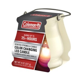 Coleman Color Changing Led Candle - Citronella Candle, Outdoor Candle - 8 Oz (Boxed)