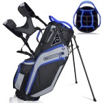 Yovital Golf Stand Bag 14 Way Top Dividers Ergonomic With Stand 8 Pockets, Dual Strap, Rain Hood (Black/Blue)