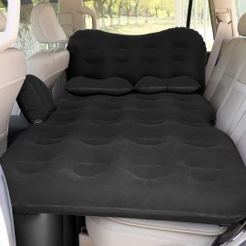 Saygogo Inflatable Car Air Mattress Travel Bed - Thickened Camping Bed Sleeping Pad With Car Air Pump 2 Pillows For Car Tent Suv Sedan Pickup Back Seat - Black