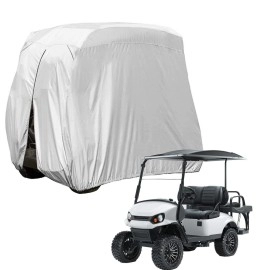 Kiseer 4 Passenger 400D Waterproof Golf Cart Cover Fits Ez Go Club Car Yamaha, Sunproof Dustproof (Silvery)