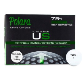 Polara Ultimate Straight Golf Balls, Designed To Correct Hooks And Slices, Perfect For Recreational Golfer, Matte White, Pack Of 12