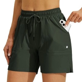 Willit Womens 5 Hiking Shorts Golf Athletic Outdoor Shorts Quick Dry Workout Summer Water Shorts With Pockets Olive Green Xs