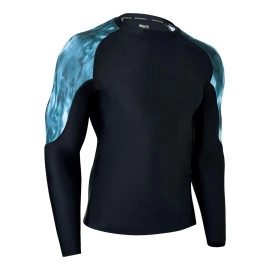 Adoreism Mens Rash Guard Long Sleeves Splice Upf 50+ Bjj Jiu Jitsu Rash Guard Compression Swimming Shirts (Deep Ocean,Xl)