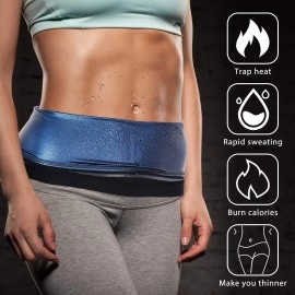 Geyoga Waist Trimmer Sweat Waist Trainer Wrap Stomach Wraps For Women Bodybuilding (Blue Inner,Xl Size)