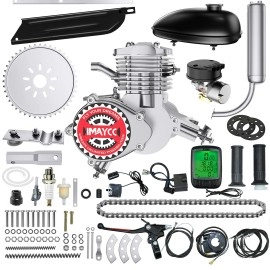 Imaycc 80Cc Bicycle Engine Kit, 2-Stroke Motorized Bicycle Kit Fit For 26-28 Bikes, Bike Motor Kit With Wired Digital Computer (Silver)
