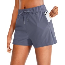 Santiny Womens Lounge Shorts 25 Comfy Workout Hiking Athletic Running Casual Shorts For Women With Pockets (02-A Dusty Blue_Xxl)