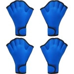 2 Pairs Swimming Gloves Aquatic Swim Training Gloves Neoprene Gloves Webbed Fitness Water Resistance Training Gloves For Swimming Diving With Wrist Strap (Blue,Medium)