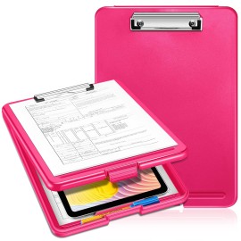 Sithon Nursing Clipboard With Storage, Lightweight Portable Writing Clipboard With Compartment Organizer For Nurse Doctor Medical Professionals Teachers Students Sales Coach School Office (Magenta)
